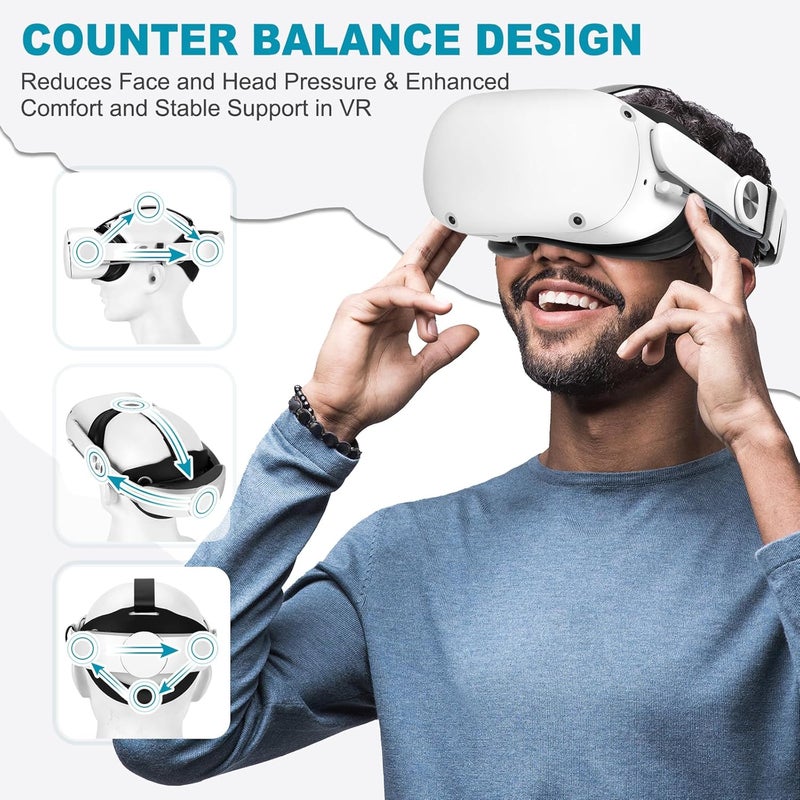 Hurra Head Strap with Battery for Oculus Quest 2, 10000mAh Fast Charging Battery Pack Extend 8H Playtime, Counter Balance Adjustable Elite Strap Replacement Accessories Enhanced Comfort Support in VR - Image 4